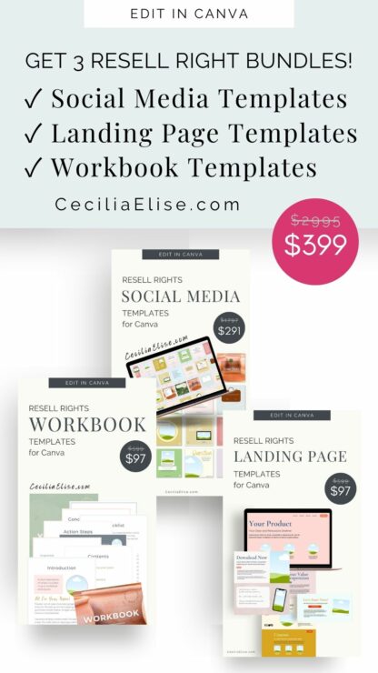 Resell rights license Canva template bundles