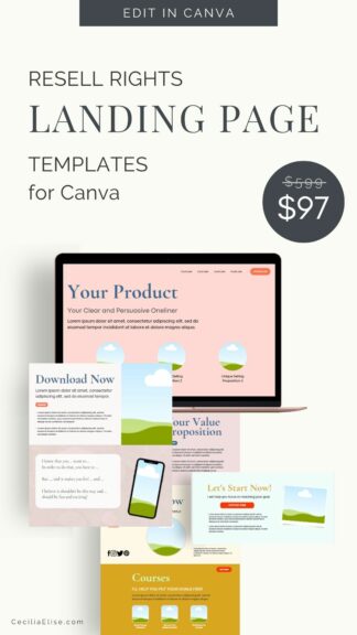 Resell rights license Canva template bundle landing page templates (3)